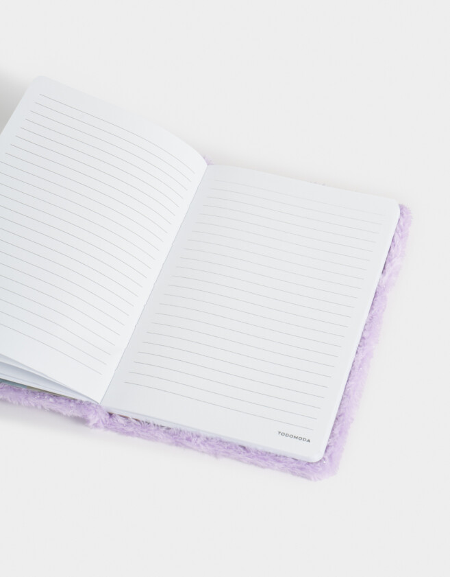 Anotadores Cuadernos y Memos Corazón Cuaderno A5 Peluche Y Glitter - Violeta Lila