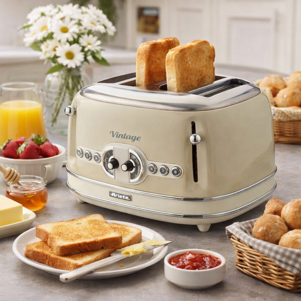 Tostadora 4 ranuras Vintage Beige Ariete 