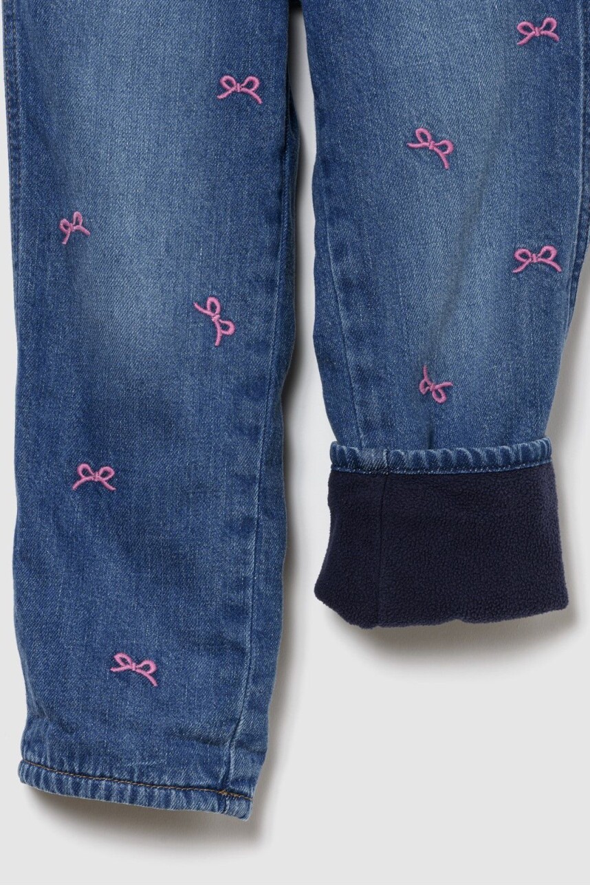 Jean Mom Toddler Niña Pink Bows Dark Indigo