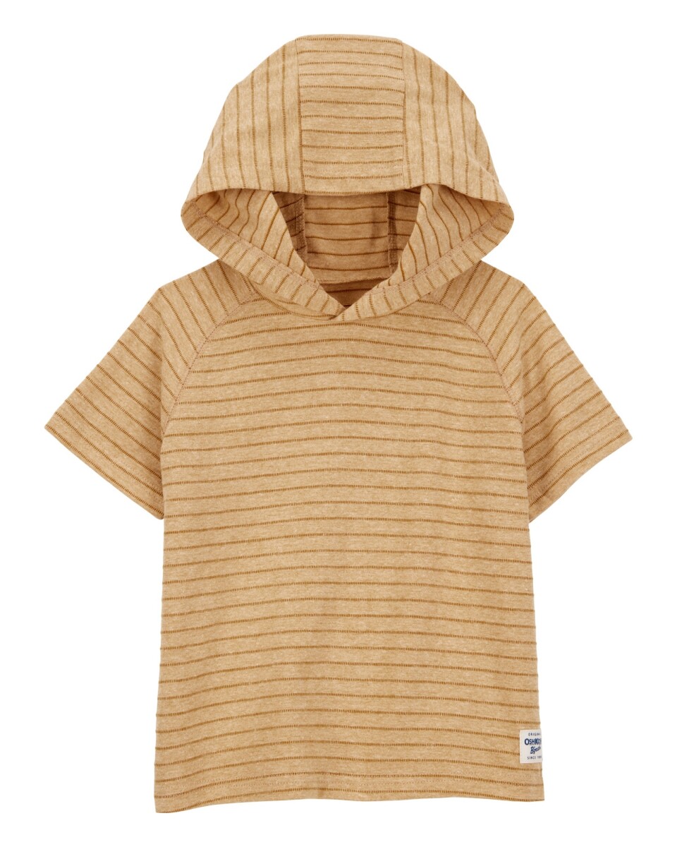 Remera de algodón, con capucha, diseño a rayas 