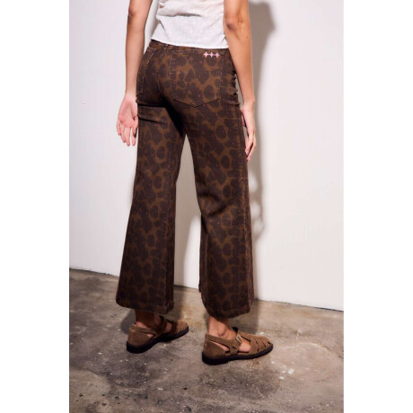 Jean Flared Wide Leg Estampado Chocolate