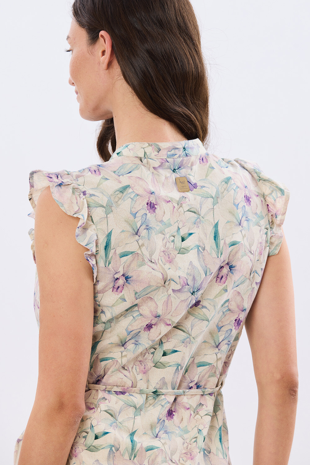 VESTIDO ESTAMPADO DE LINO Lila
