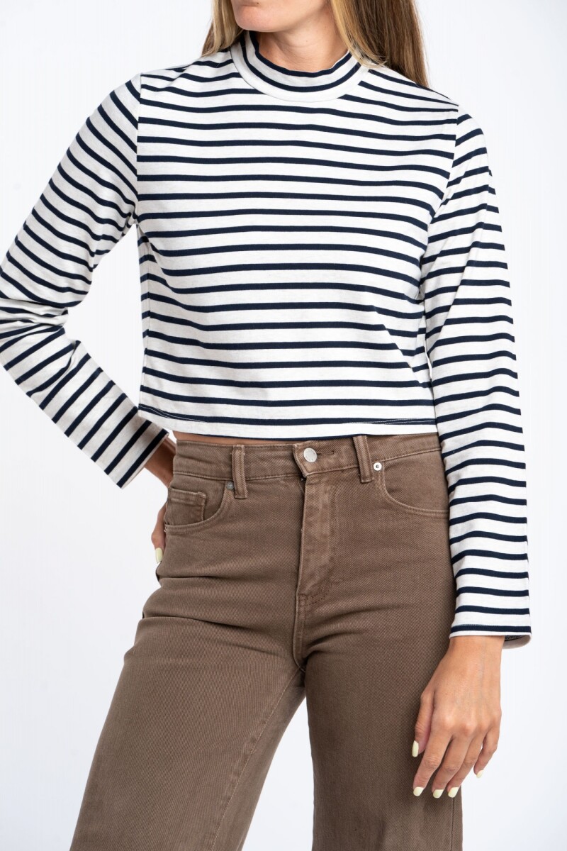 Polera Alogodón Elastano Rayada Nacar