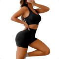 Conjunto Deportivo Short Levanta GlÃºteos Push Up MÃ¡s Top Negro