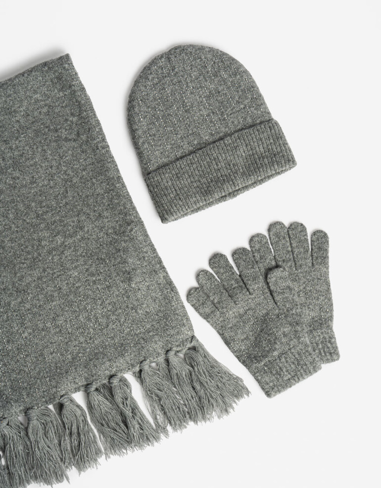 Guantes Tejidos Guantes Tejidos Con Hotfixs - Gris Claro