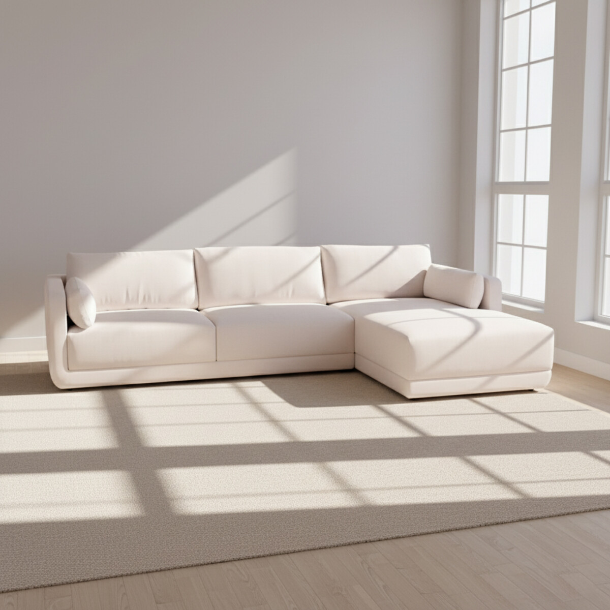 SOFÁ C/CHAISE - MÁS DE 4 CUERPOS TELA NATURAL-BEIGE POLY BEIGE 