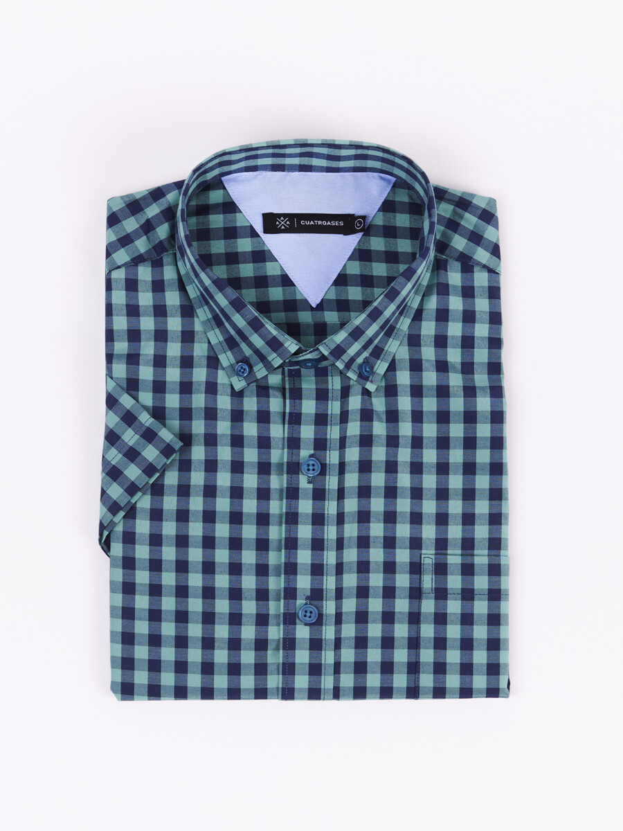 Camisa m/c cuadros - verde/azul 