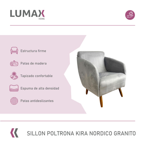 Pack x2 Sillón poltrona 1 cuerpo Lumax Kira nórdico de tela Granito