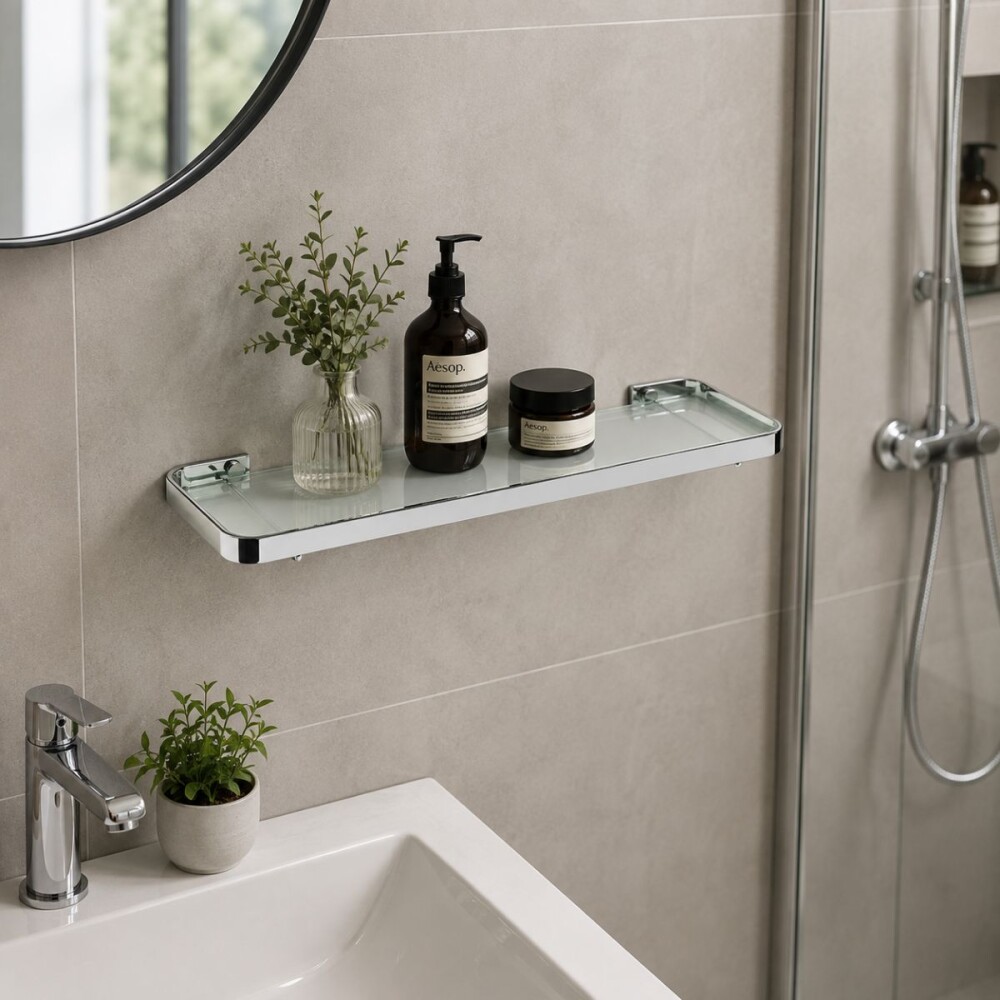 ESTANTE DE BAÑO EN VIDRIO 11 X 38 CM Estante De Baño En Vidrio 11 X 38 Cm