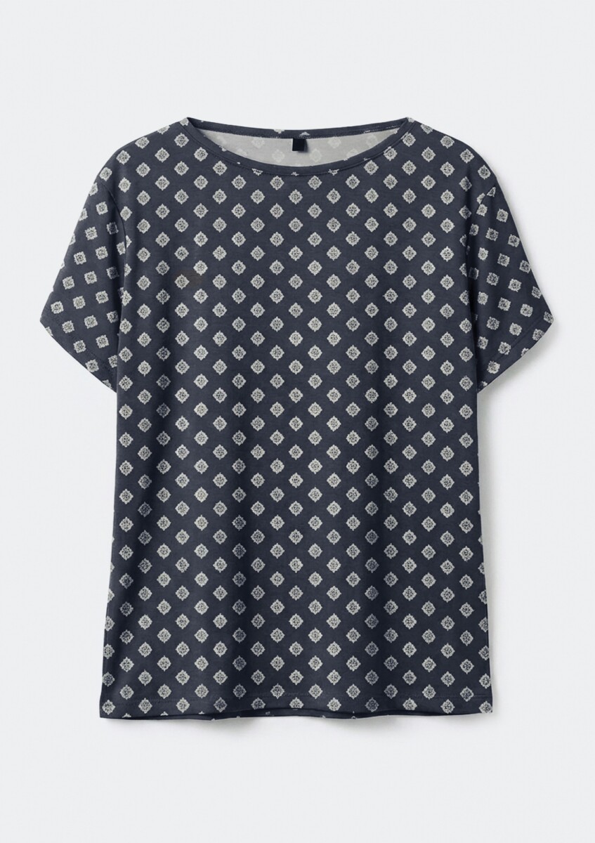 BLUSA ESTAMPADA - AZUL 