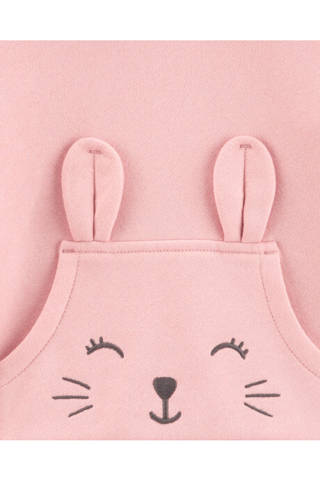 Set dos piezas calza floreada y canguro de algodón con felpa estampa conejo Sin color