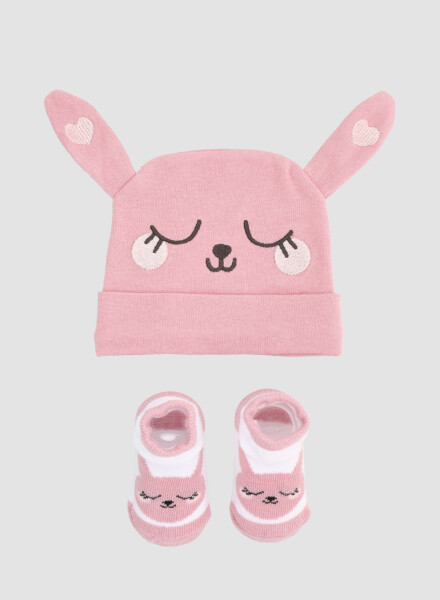 Set gorros escarpines algodon Rosado