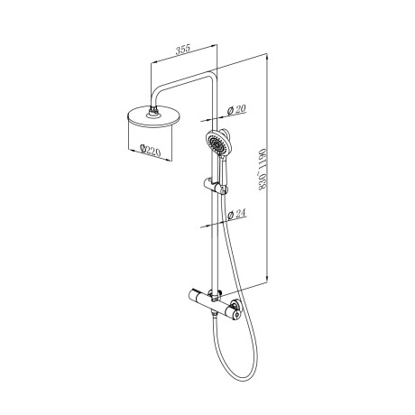 Griferia BARRAl DE DUCHA NEGRO MATE EN AC INOX GAMAS DE NEGRO