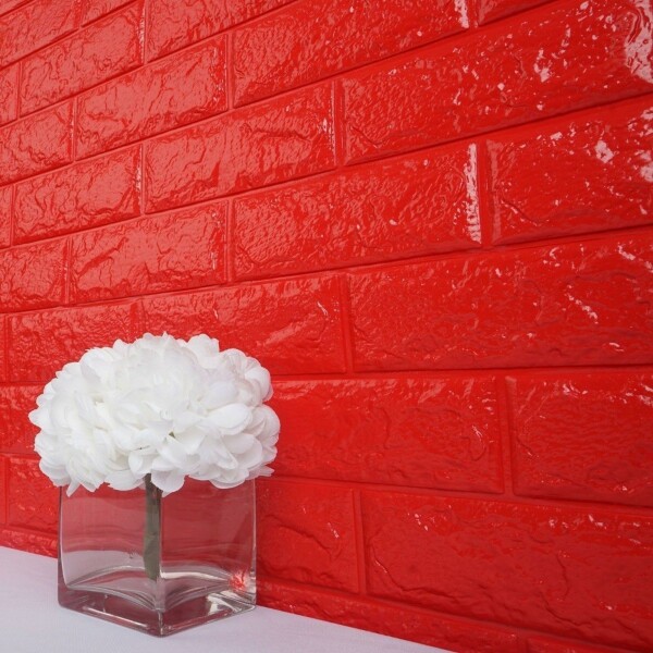 Revestimiento Pared Adhesivo Facil Colocacion Piedra X5 Uni Color Variante Rojo