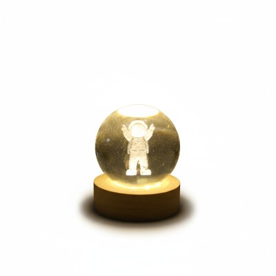 Lámpara veladora 3D diseño astronauta base de madera 6" Lámpara veladora 3D diseño astronauta base de madera 6"