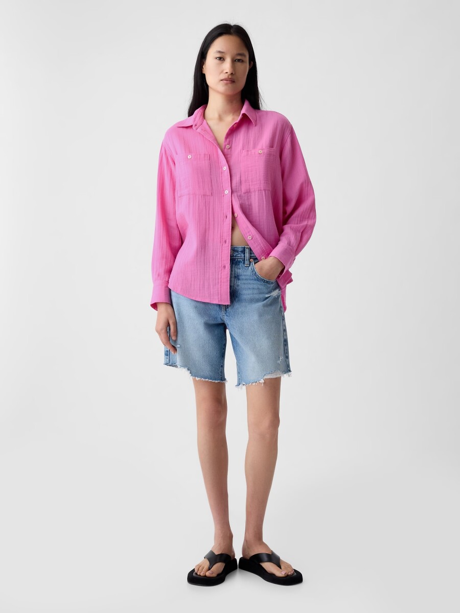 Camisa Oversized Muselina Mujer - Indie Pink 