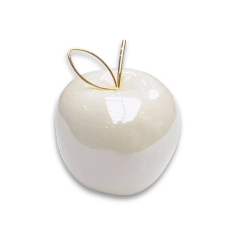 MANZANA DECORATIVA 8.5CM BLANCO/DORADO MANZANA DECORATIVA 8.5CM BLANCO/DORADO