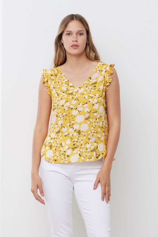 Musculosa Volados Flores AMARILLO/MULTI