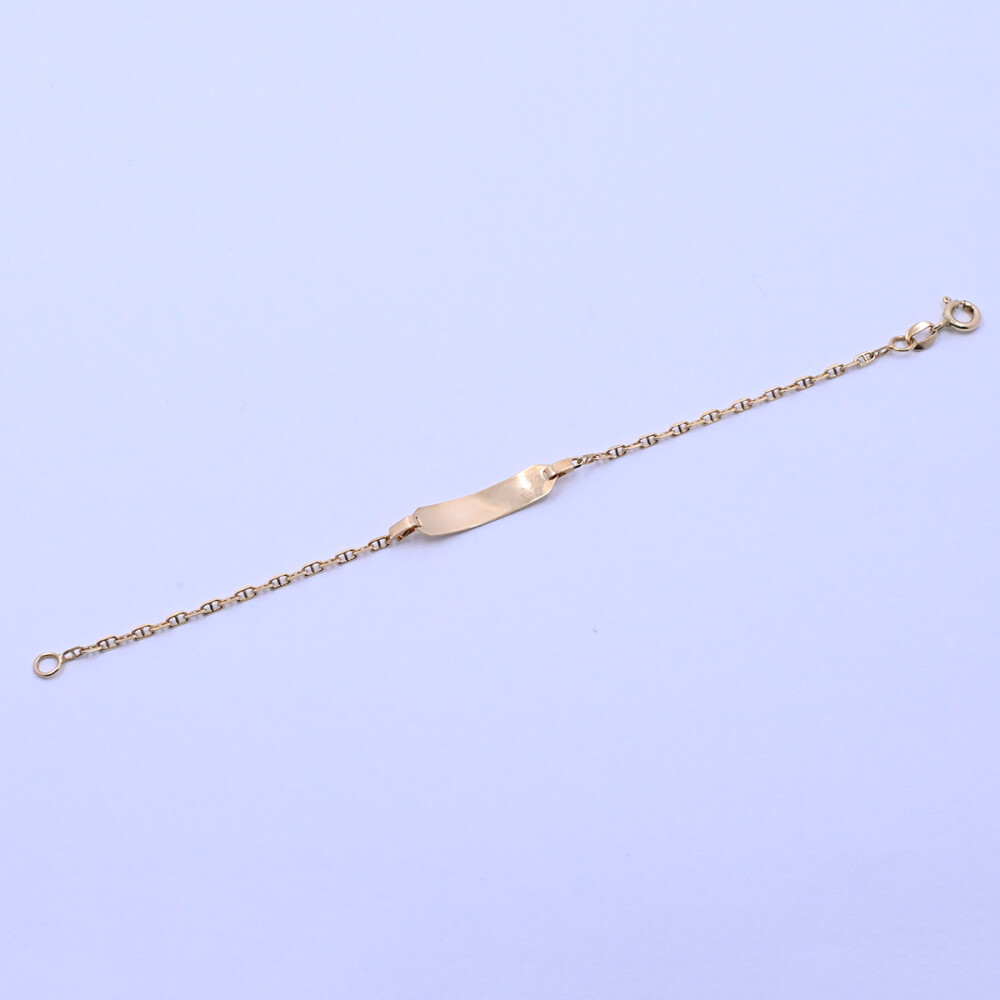 Pulsera oro 18k con placa de identidad para bebé. Pulsera oro 18k con placa de identidad para bebé.