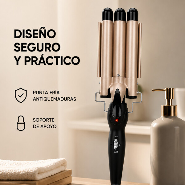Buclera Rizador Triple Barril Temperatura Regulable Cal Variante Color Dorado