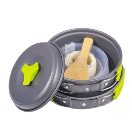 Juego de ollas para camping - 5 piezas Verde