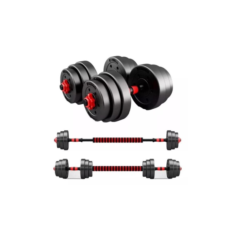 SET 2 MANCUERNAS + BARRA 3 EN 1 + 20KG NEGRO