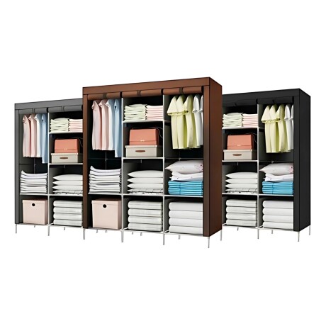 Ropero de 8 Estantes Desmontable de Caño y Tela TNT 130x45x175 Gris