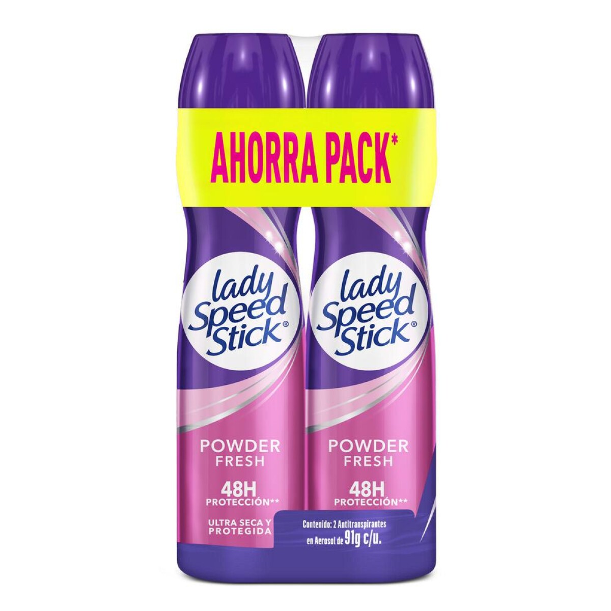 Desodorante Lady Speed Stick 24/7 Powder Fresh Spray Pack 91 G 2 U 