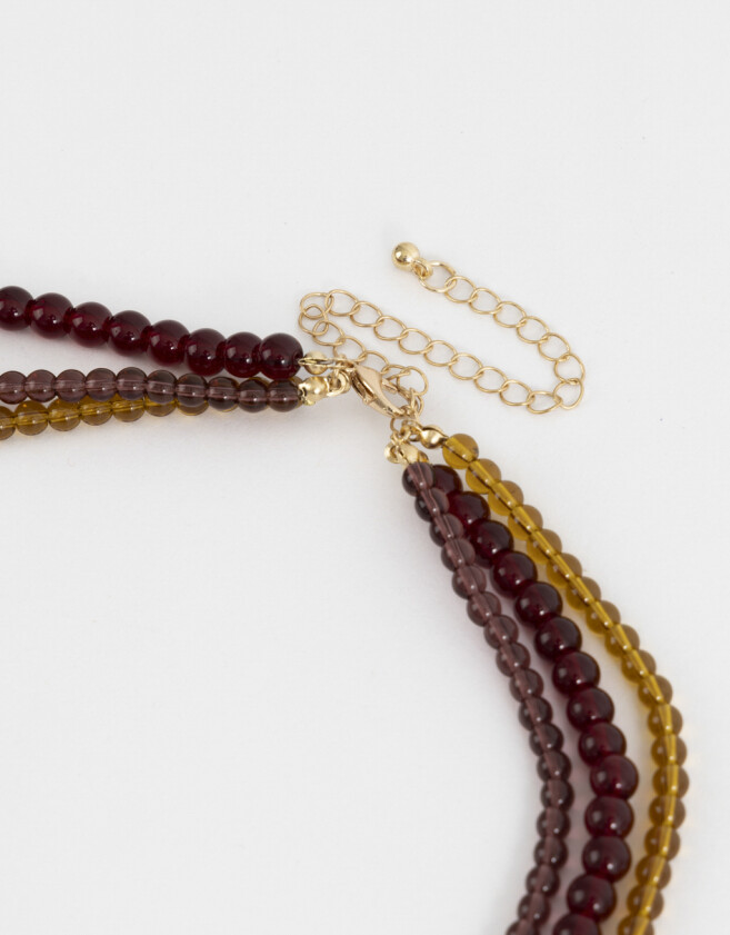 Collares Cortos Piedra Collar Triple De Mostacillas - Dorado