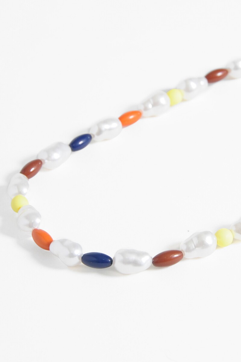 Collar perlas y piedras acrílico multicolor