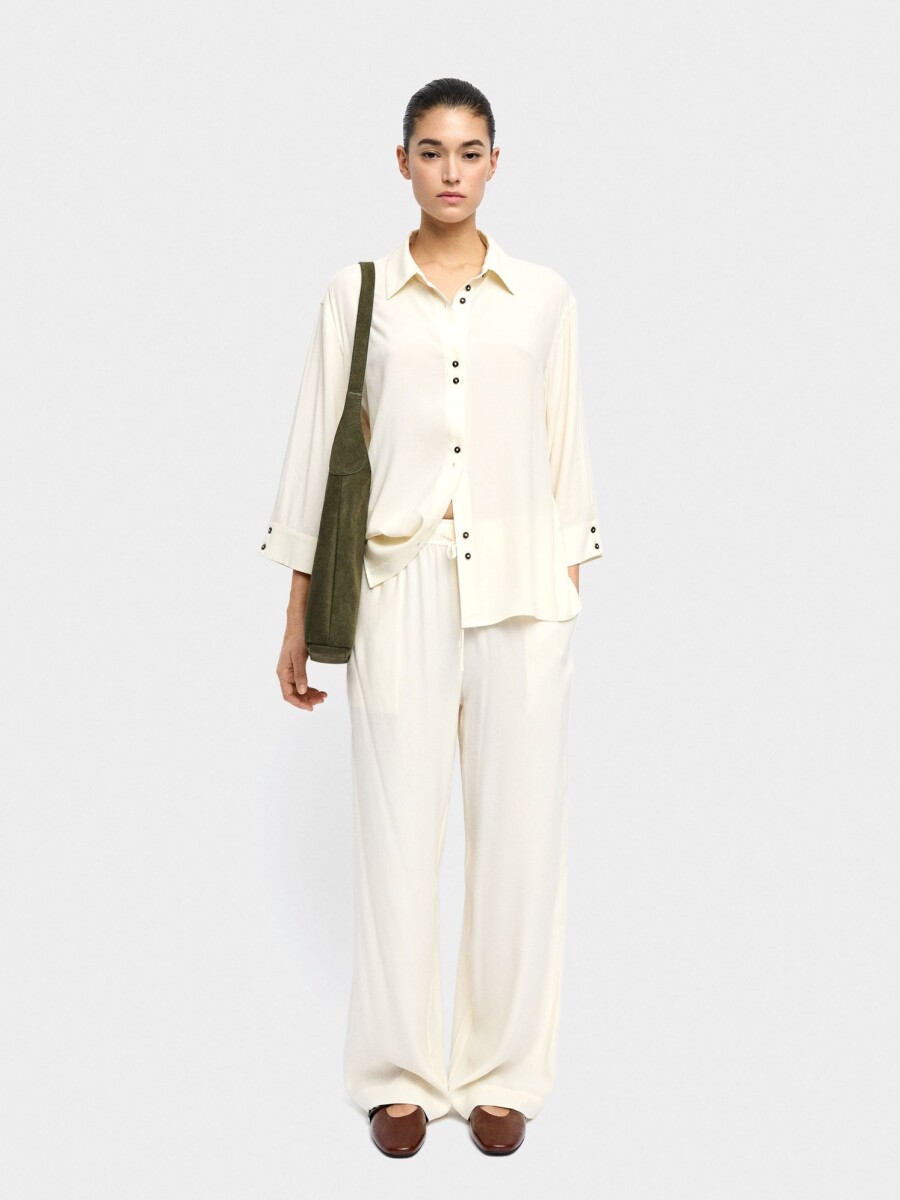 Pantalón De Lyocell Con Cintura Elástica crudo