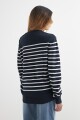 Sweater a rayas con botones en hombro AZUL MARINO