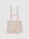 Pantalon Corto De Lino Con Tirantes Marron