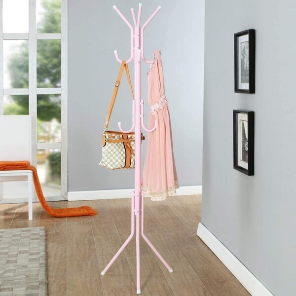 Perchero Metálico Reforzado Organizador De Ropa Ganchos Variante Color Rosa
