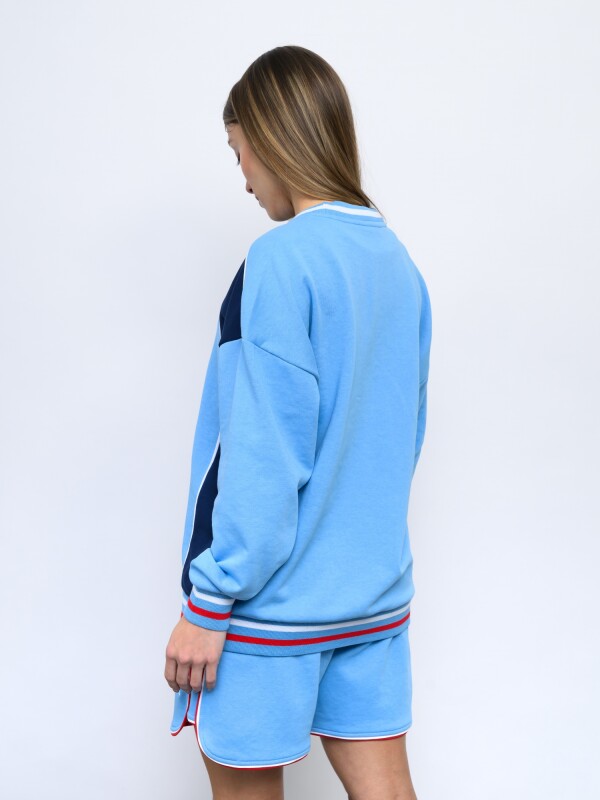 BUZO VENTURE Nacional Mujer Celeste, Azul Marino, Blanco