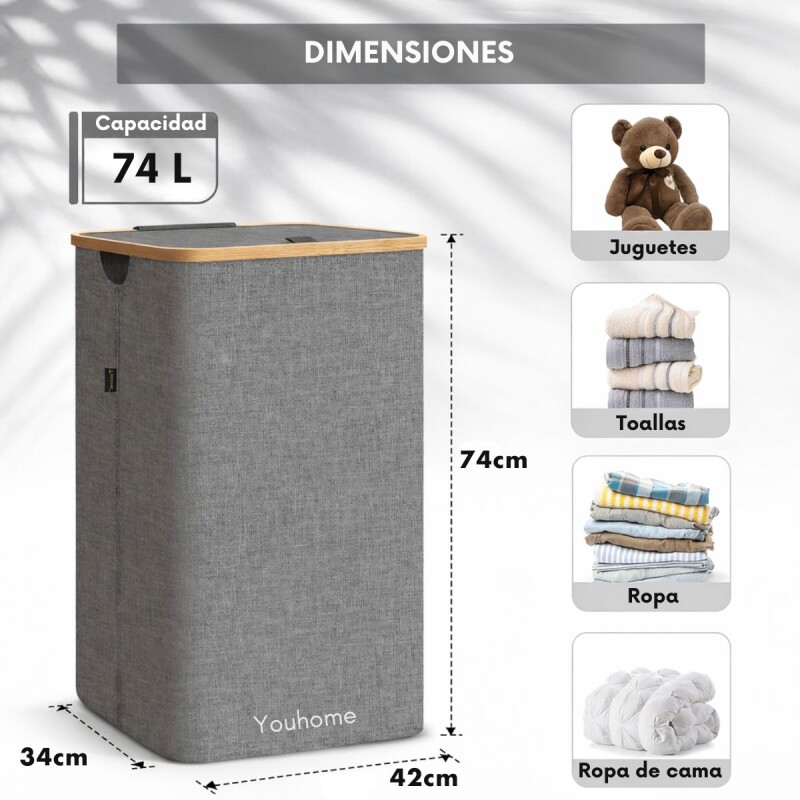 Cesto Canasto Bambu Ropa Sucia Con Tapa Bolsa Desmontable Cesto Canasto Bambu Ropa Sucia Con Tapa Bolsa Desmontable