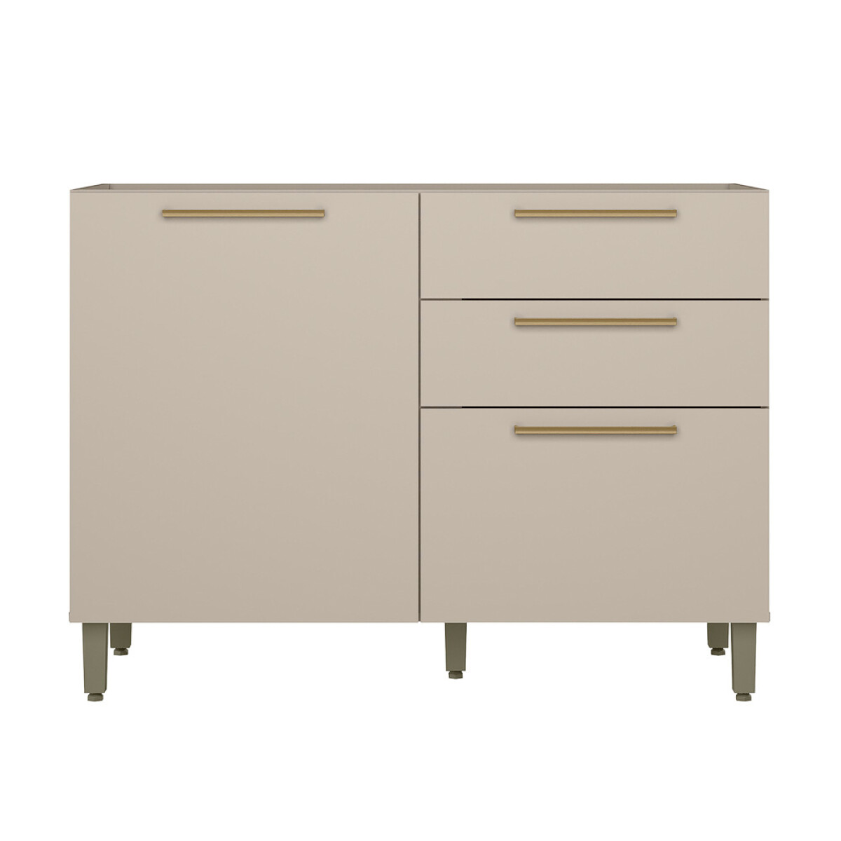 Modulo Bajo Mesada 1 Puerta + 3 Cajones Modelo Atena Sin Tapa 