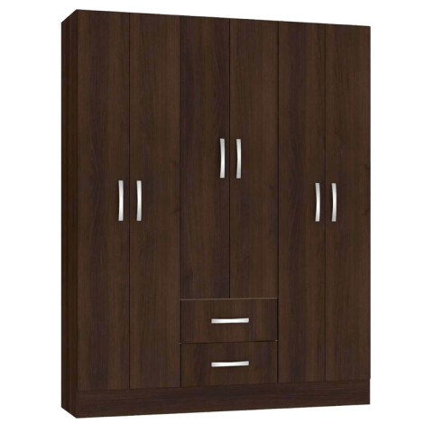 Ropero Armario 6 puertas 2 cajones con estantes y perchero 170 x 134 x 36 cm - Tabaco Ropero Armario 6 puertas 2 cajones con estantes y perchero 170 x 134 x 36 cm - Tabaco