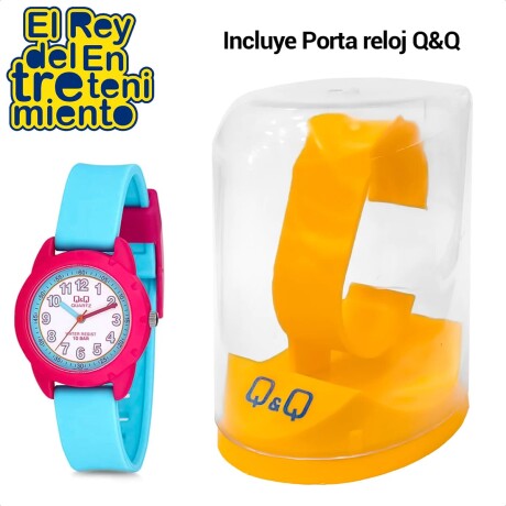 Reloj Q&Q Infantil Original De PVC Celeste Y Rosado Celeste/Rosa