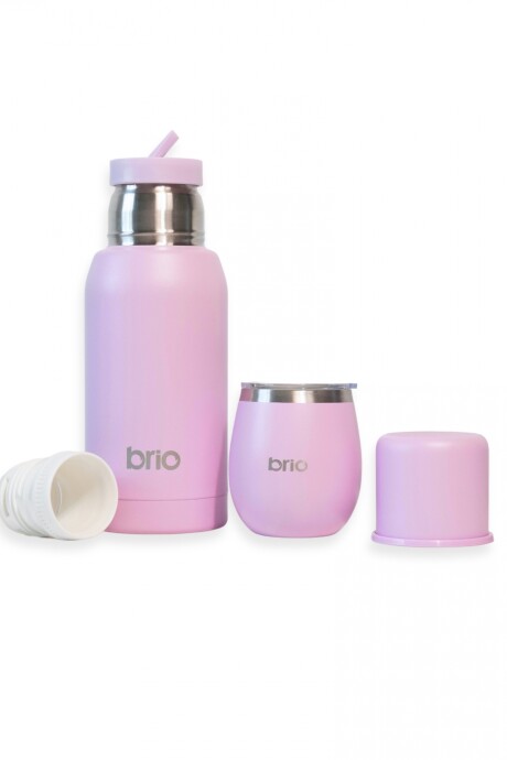 Set De Termo 750 Ml Y Mate Con Tapa brio Acero Inox Lavanda