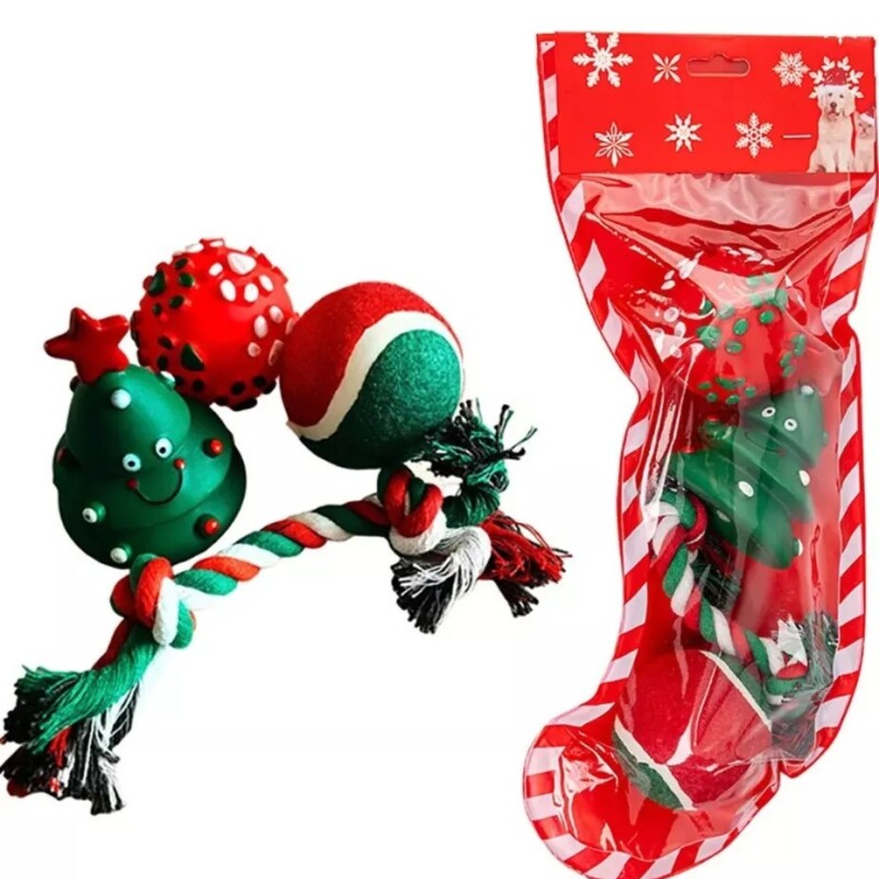 SET NAVIDAD 4 JUGUETES NAVIDEÑOS MORDEDOR PERROS SET NAVIDAD 4 JUGUETES NAVIDEÑOS MORDEDOR PERROS