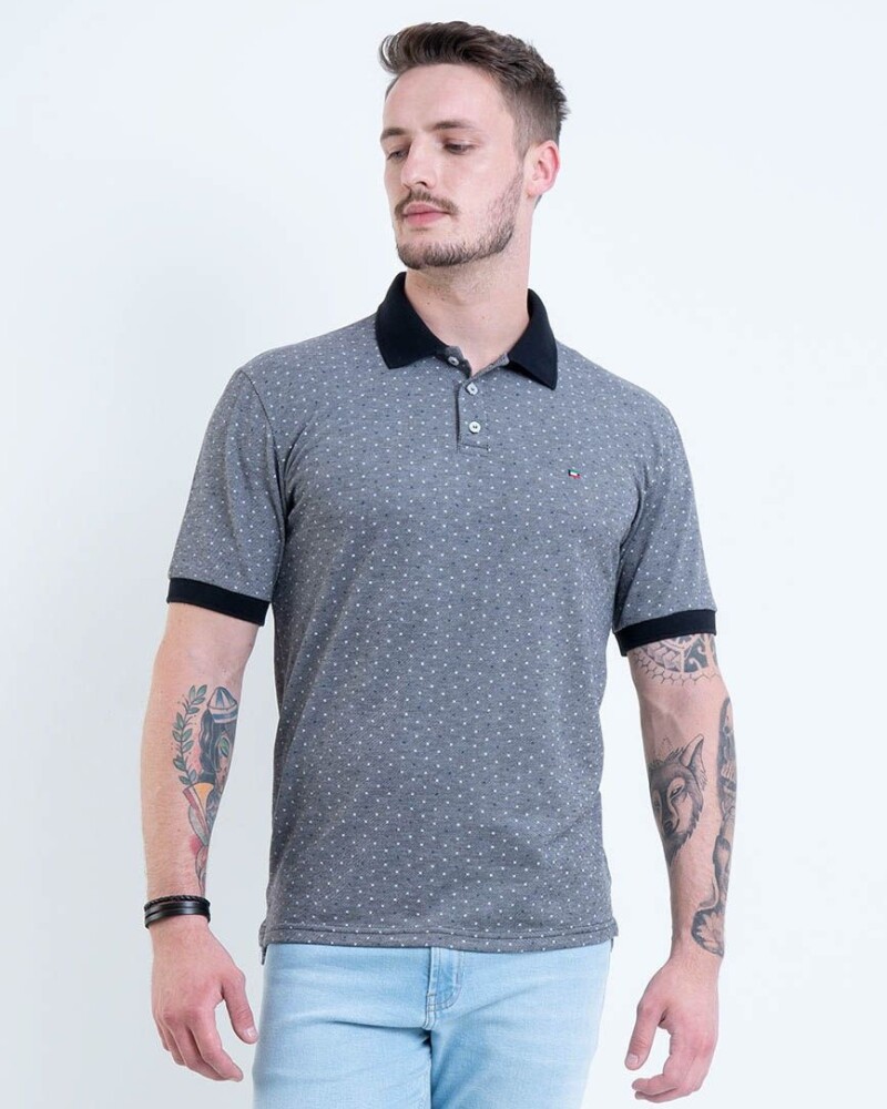 Polo Gris con Negro U