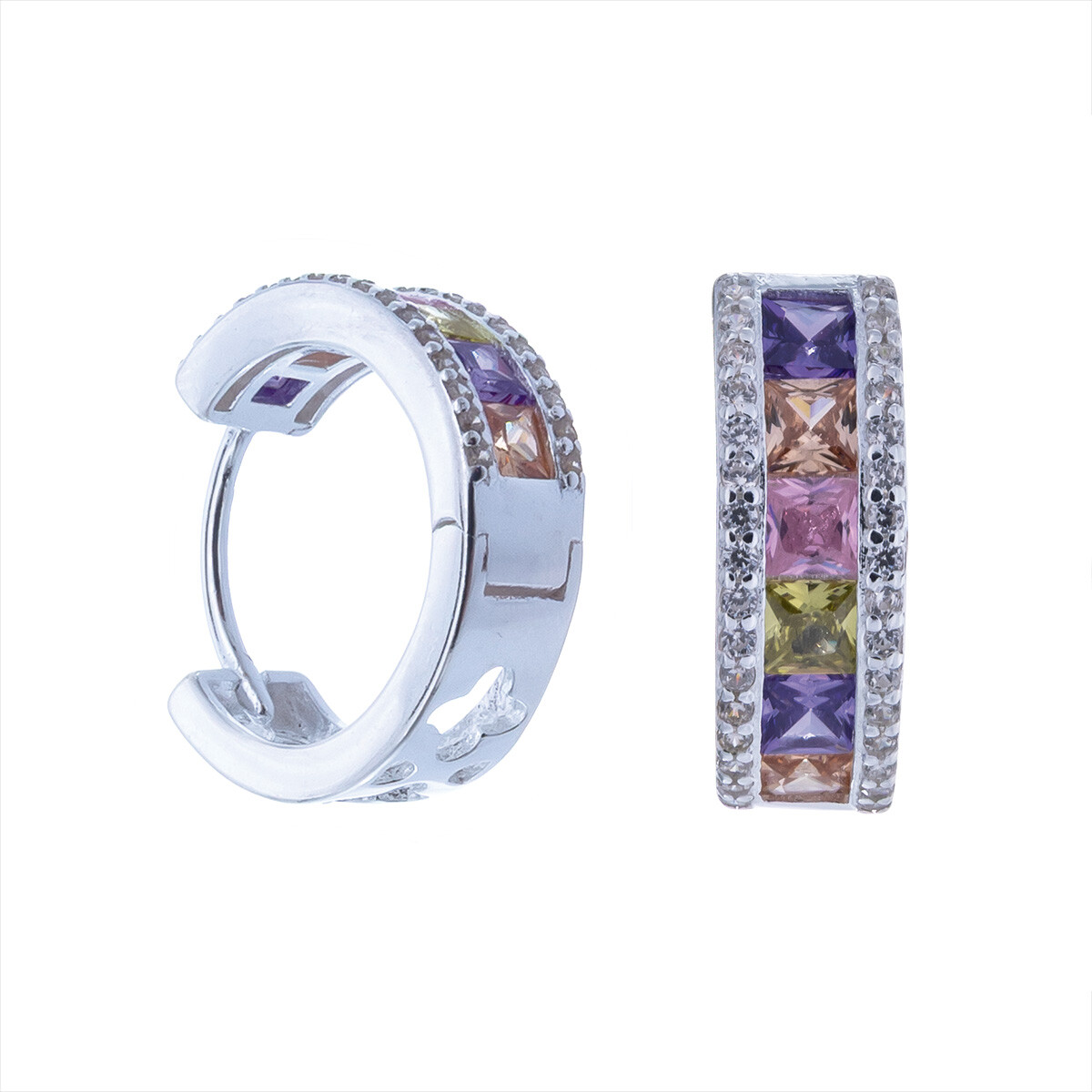 Par de aros de plata 925 con circonias. 