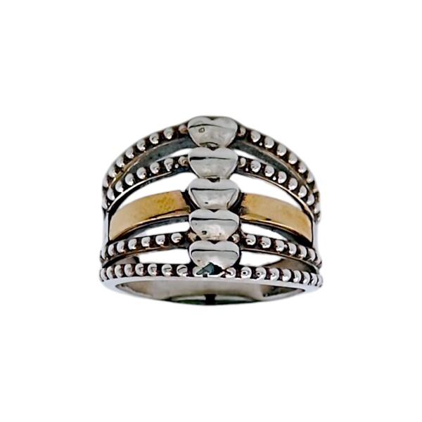 Anillo Corazón-Plata y Oro-Sin Piedra-AN5009 sinpiedra