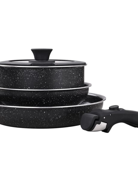 JUEGO BATERIA 5 PIEZAS MANGO DESMONTABLE CERAMICO NEGRO APTO INDUCCION JUEGO BATERIA 5 PIEZAS MANGO DESMONTABLE CERAMICO NEGRO APTO INDUCCION