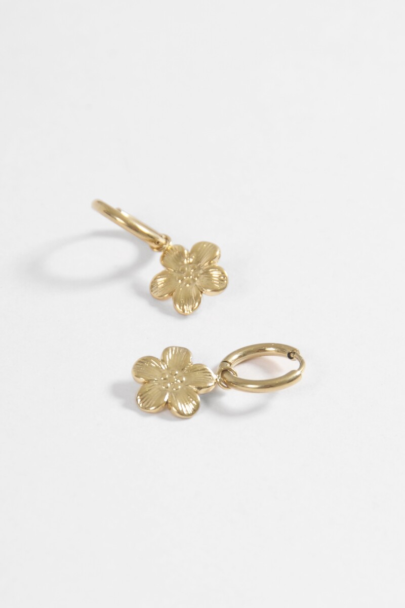 Aros acero flor dorado