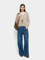 Jersey De Punto Semitransparente beige
