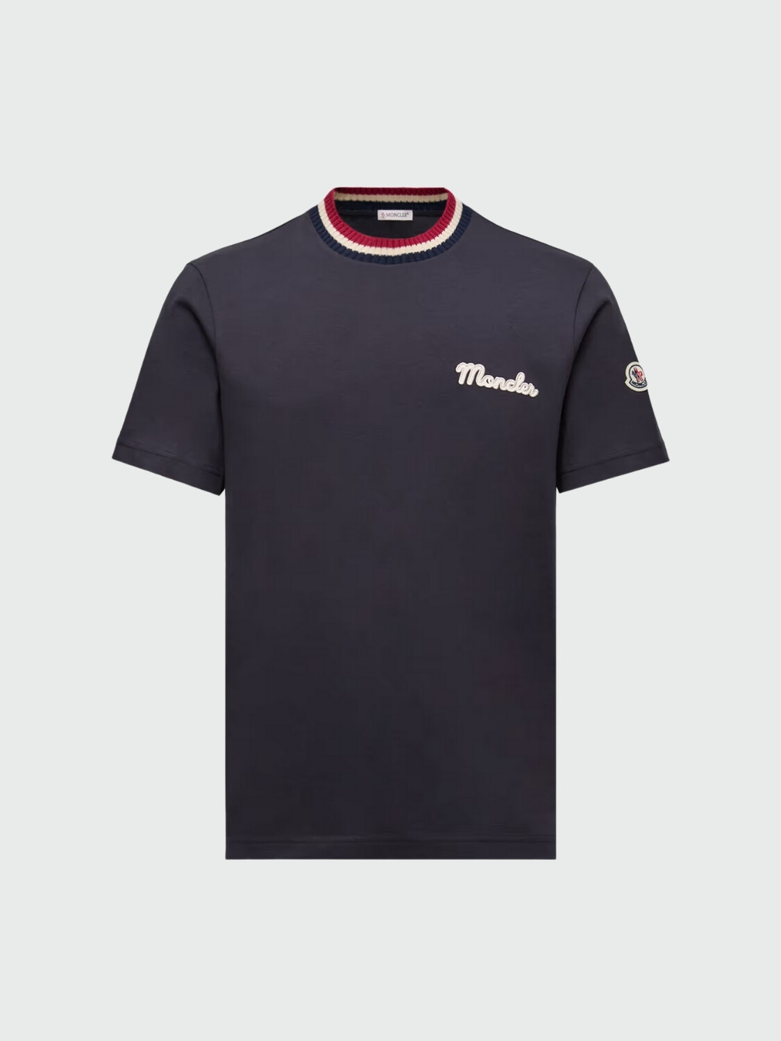 MONCLER - CAMISETA DE ALGODÓN CON LOGOTIPO BORDADO Azul Marino