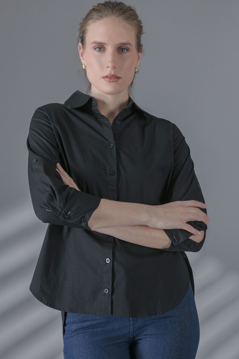 Camisa de Botones. NEGRO