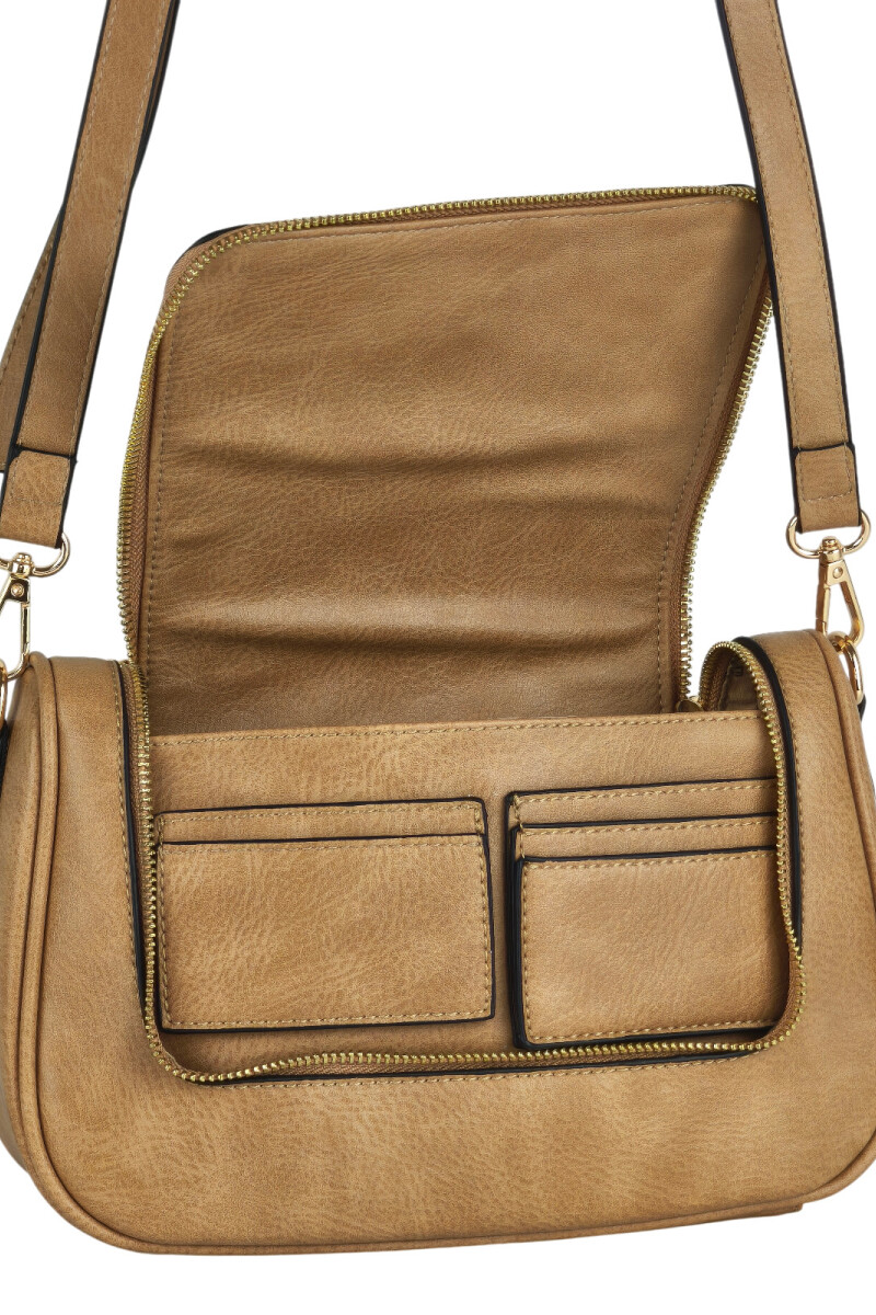 Bandolera c/tarjeteros interiores Beige